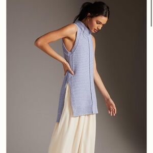 ANTHROPOLOGIE Pilcro Turtleneck Sweater Vest Blue Size XS
